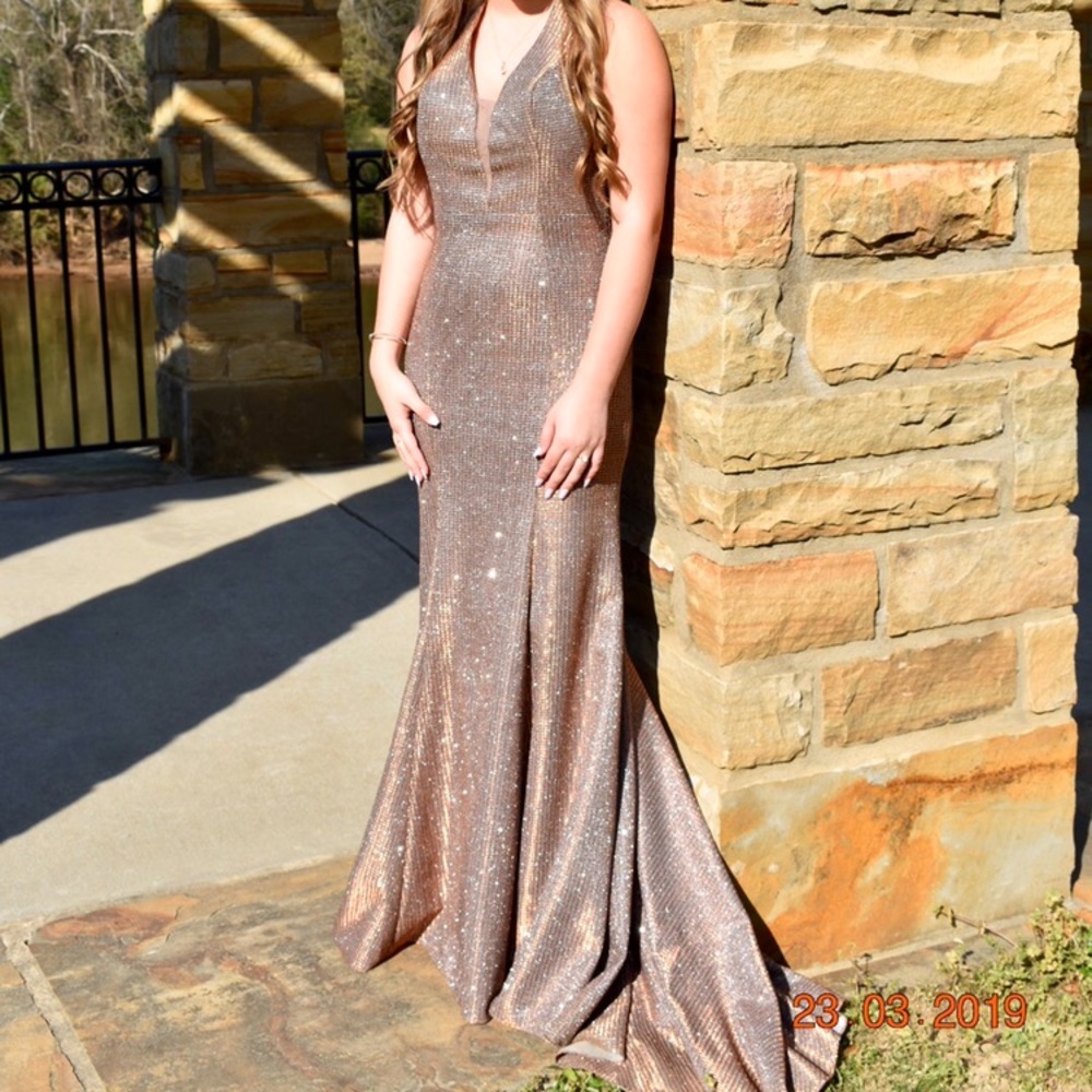 Copper prom dress